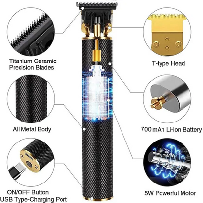 Professional Cordless & Rechargeable Beard Trimmer Black